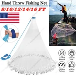 4/5/6/7/8FT Radius Fishing Cast Net Bait Easy Throw Hand Strong Nylon Mesh. Fixed Price $28.99.