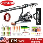 Telescopic Fishing Rod And Reel Combo Full Kit Carbon Fiber Pole W/ Line&bag. Fixed Price $38.99.