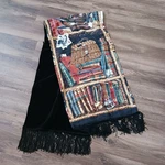 Vintage Wathne Scarf Tassels Library Books Duck Decoys Fishing Reels 16" X 65". Fixed Price $136.50.