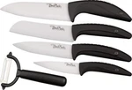 Benchmark Five Piece Kitchen Set Knife Ceramic Blade Black Rubberized Handle. Fixed Price $29.89.