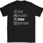 Sleep Repeat T-shirt Funny Pole Rod Fishing Humor Gift Hobby Tee. Fixed Price $11.98.