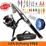 Carbon Fiber Telescopic Fishing Rod And Combo With Spinning Reel, Pole Kit. Fixed Price $43.90.
