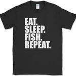 Sleep Repeat T-shirt Funny Fishing Caster Bait Pole Hobby Gift Tee. Fixed Price $14.98.