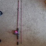 Zebco Slingshot Spincast Combo 5'6" Medium Light Rod Reel Pink 6-10LB 1/16-3/4OZ. Fixed Price $15.00.