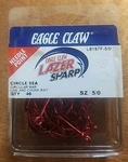 Eagle Claw L8197F-5/0 Circle Sea Bait Hooks. Red. 40 Count Pack. Fixed Price $15.99.