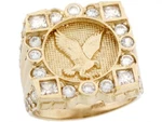 10K Or 14K Yellow Gold Cluster White Cz American Eagle Freedom Mens Ring. Fixed Price $2924.99.