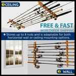 Horizontal Fishing Rack For Wall/garage Holds 8 Rods Engineered Wood. Fixed Price $23.99.