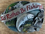 Vintage Siskiyou Buckle I'd Rather Fishing Pewter Belt 1985 Rod/reel. Fixed Price $7.49.
