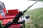 Black Fishing Rod Holder Chair Attachment Rest Adjustable Rubber Strap. Fixed Price $28.25.