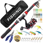 I00000 Black/red 5.9FT Fiberglass Telescopic Fishing Rod & Reel Combo Kit. Fixed Price $79.87.